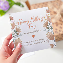 Happy Mother's Day Card Elegant Floral Card for Mum Beautiful Botanical Card for Mother Thank You Card for Mum Card for Mummy New Mum Gift