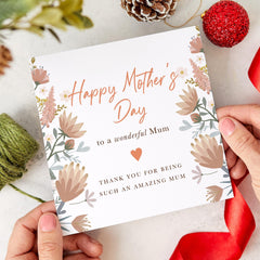 Happy Mother's Day Card Elegant Floral Card for Mum Beautiful Botanical Card for Mother Thank You Card for Mum Card for Mummy New Mum Gift