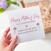 Happy Mothers Day Card Elegant Floral Card for Mum Beautiful Carnation Flower Design Thank You Card for Mother Card for Mum Gift Amazing Mum