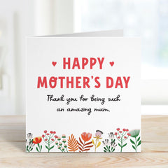 Happy Mother's Day Card Floral Thank You Card for Mum Cute Botanical Card for Mother Birthday Card for Mum Appreciation Card for Mama