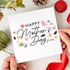 Happy Mother's Day Card Floral Watercolour Mum Card Elegant Happy Mothers Day Gift for Mummy Grandma Wife Keepsake Card for Her