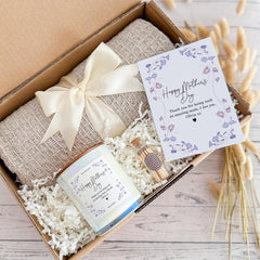 Happy Mother's Day Gift Box Blanket Candle Mini Matches Jar and Card for Mum Hygge Gift Box Mummy Mama