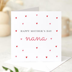 Happy Mother's Day Nana Card Thoughtful Heartfelt Gift Special Grandmother Card with Cute Heart Design Elegant Mothers Day Keepsake