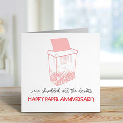 Happy Second Paper Anniversary Card We' Ve Shredded All The Doubts Happy Paper Anniversary With Couple Funny Happy Valentines Wedding Day