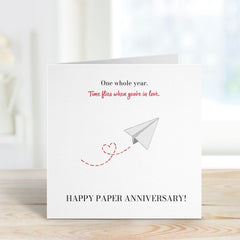 Happy Second Paper Anniversary One Whole Year Time Flies When You'Re Love Happy Greetings Card For Couple 2Nd Wedding Anniversary Gift Card