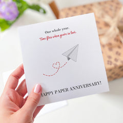 Happy Second Paper Anniversary One Whole Year Time Flies When You'Re Love Happy Greetings Card For Couple 2Nd Wedding Anniversary Gift Card