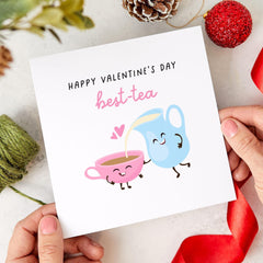 Happy Valentine's Day card for bestie Best - Tea Card Cute Funny Valentine's Day Card for Tea Lovers Unique Galantine's Day Gift Best Friend