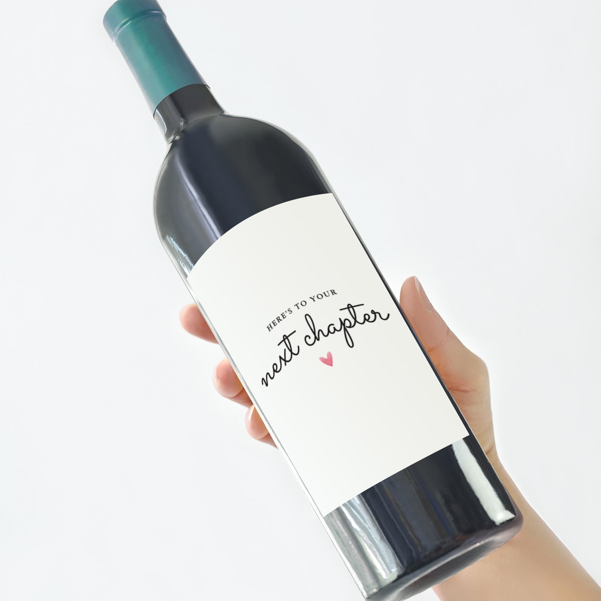 Here's to Your Next Chapter Wine Label Farewell Retirement New Job Gift for Friend Colleague Elegant Bottle Sticker Far Away Keepsake