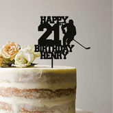 Hockey theme Birthday Cake Topper with Age and Name Personalised Party cake decor 18th 21st 16th 17th birthday for man adult
