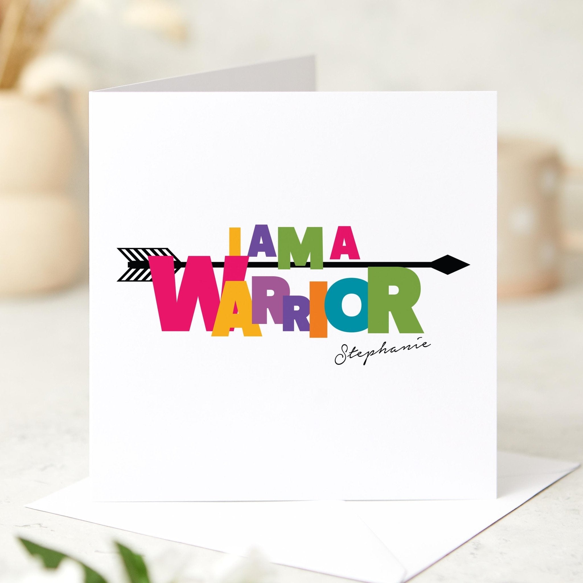 I Am a Warrior Motivational Card Encouragement Card Inspirational Gift for Friend Family Colleagues Her Him Support Card Cancer Fighter