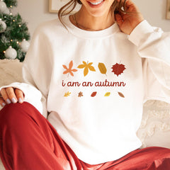 I Am An Autumn Sweatshirt Cute Cosy Halloween Jumper for Women Fall Pumpkin Print Sweatshirt Gift for Her