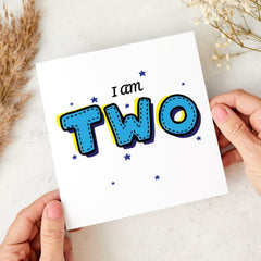 I am Two Personalised kids birthday Card for Nephew Niece Grandson Granddaughter Daughter Son Grandchild Cute Keepsake for 2nd Birthday