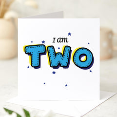 I am Two Personalised kids birthday Card for Nephew Niece Grandson Granddaughter Daughter Son Grandchild Cute Keepsake for 2nd Birthday