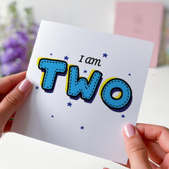 I am Two Personalised kids birthday Card for Nephew Niece Grandson Granddaughter Daughter Son Grandchild Cute Keepsake for 2nd Birthday