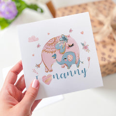 I Love Grandma Card Cute Elephant Grandmother’s Day Mother's Day Birthday Gift from Grandkids Thoughtful Keepsake for Nana Nanny Granny