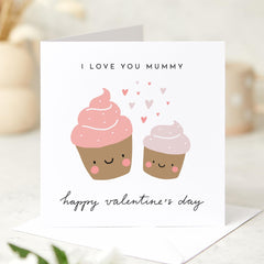 I Love You Mummy Valentines Card Cute Cupcake Design Valentine Gift for Mum Sweet and Fun Mothers Day Card from Daughter or Son