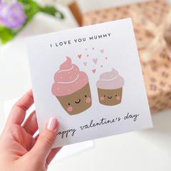 I Love You Mummy Valentines Card Cute Cupcake Design Valentine Gift for Mum Sweet and Fun Mothers Day Card from Daughter or Son