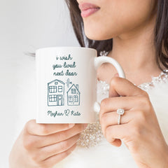 I Wish You Lived Next Door Coaster Gift For Friend Friendship Personalised Present For Her Him