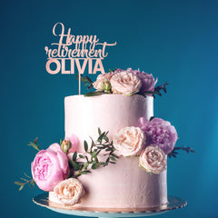 Personalised Retirement Cake Topper with Name Wooden Retirement Decor Happy Retirement Retired Men Women Party Decoration Faraway
