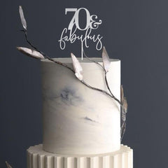 70 & Fabulous Cake Topper 30 40 50 60 80 90 Wooden Gold Silver Rose Gold Black Painted Birthday Party Decoration Milestone Custom Age