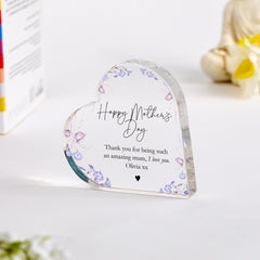 Personalised Mother’s Day Acrylic Heart Plaque - Gift for Mum