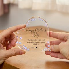 Personalised Mother’s Day Acrylic Heart Plaque - Gift for Mum