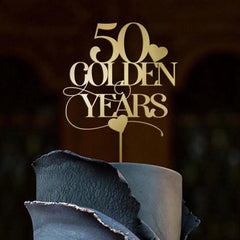 50 Golden Years Wooden Anniversary Cake Topper 50th Golden Anniversary Birthday Custom Anniversaries Party Decor