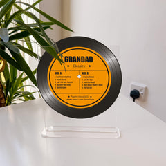 Funny Grandad Vinyl Record Plaque, Personalised Father’s Day Grandpa Gift, Classics Acrylic Sign
