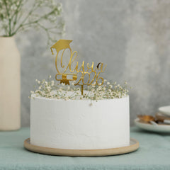 Personalised Graduation Cake Topper Name Year Acrylic Mirror Gold Silver 2026