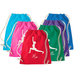 Personalised Yoga Drawstring Bag, Kids Gym Sack, Custom PE Bag, Class Kit, Wellness Gift for Girls