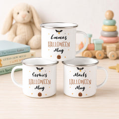 Personalised Halloween Mug, Custom Name Pumpkin Bat Kids Cup
