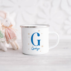 Personalised Initial Mug, Custom Name Kids Mug, Boys Monogram Gift