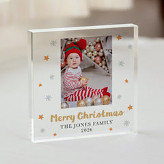 Personalised Christmas Acrylic Photo Plaque Gift, Custom Family Picture Block Keepsake