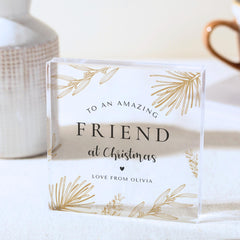 Personalised Christmas Acrylic Plaque Friend Gift, Bestie Keepsake, Xmas Friendship Present