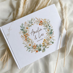 Rustic Floral Autumn Wedding Guest Book Personalised Gift for Couples