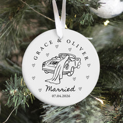 Personalised Wedding Ornament, Newlywed Couple Gift, First Christmas Married Keepsake
