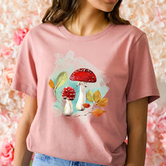 Autumn Mushroom T-Shirt, Watercolour Woodland Fall Tee