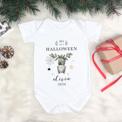 Personalised Baby First Halloween Bodysuit, Cute Bat Halloween Baby Outfit