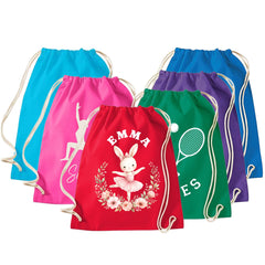 Personalised Sports Drawstring Bag, Custom Name PE Gym Bag, Kids Sports Bag