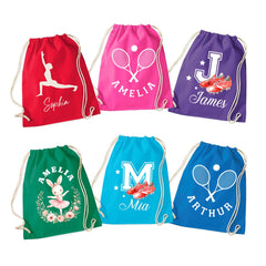 Personalised Sports Drawstring Bag, Custom Name PE Gym Bag, Kids Sports Bag