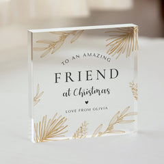 Personalised Christmas Acrylic Plaque Friend Gift, Bestie Keepsake, Xmas Friendship Present