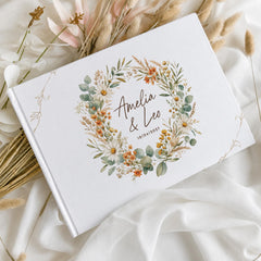 Rustic Floral Autumn Wedding Guest Book Personalised Gift for Couples