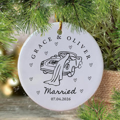 Personalised Wedding Ornament, Newlywed Couple Gift, First Christmas Married Keepsake