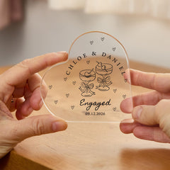 Personalised Engagement Heart Keepsake, Engaged Couple Gift, Engagement Date Gift