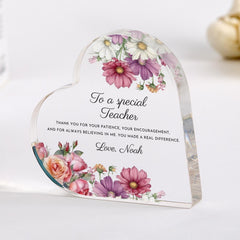 Personalised Teacher Heart Keepsake, Thank You Gift, Christmas End of Term Present