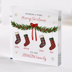 Personalised Family Christmas Acrylic Plaque Gift, Xmas Keepsake with Names, Custom Decoration