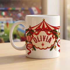 Personalised Christmas Mug, Custom Name Festive Gift, Secret Santa Mug