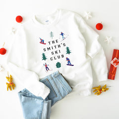 Personalised Family Ski Club Jumper, Matching Christmas Sweatshirt, Kids and Adults Skiing Holiday Gift
