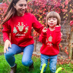 Personalised Christmas Believes Jumper, Matching Family Xmas Sweatshirt, Cute Bear Reindeer Design, Kids and Adults