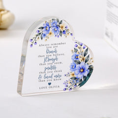 Personalised Inspirational Acrylic Plaque Gift, Encouragement Keepsake, Thinking of You Friendship Gift,